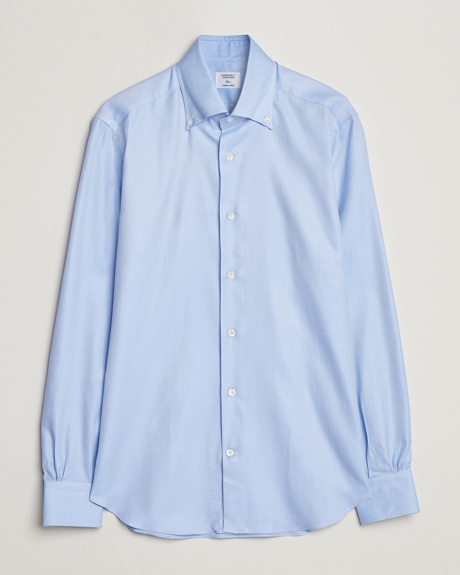 Mies | Kauluspaidat | Mazzarelli | Soft Button Down Twill Shirt Light Blue