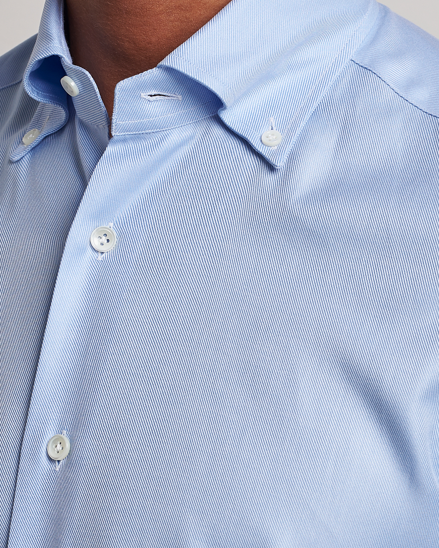 Mies | Kauluspaidat | Mazzarelli | Soft Button Down Twill Shirt Light Blue