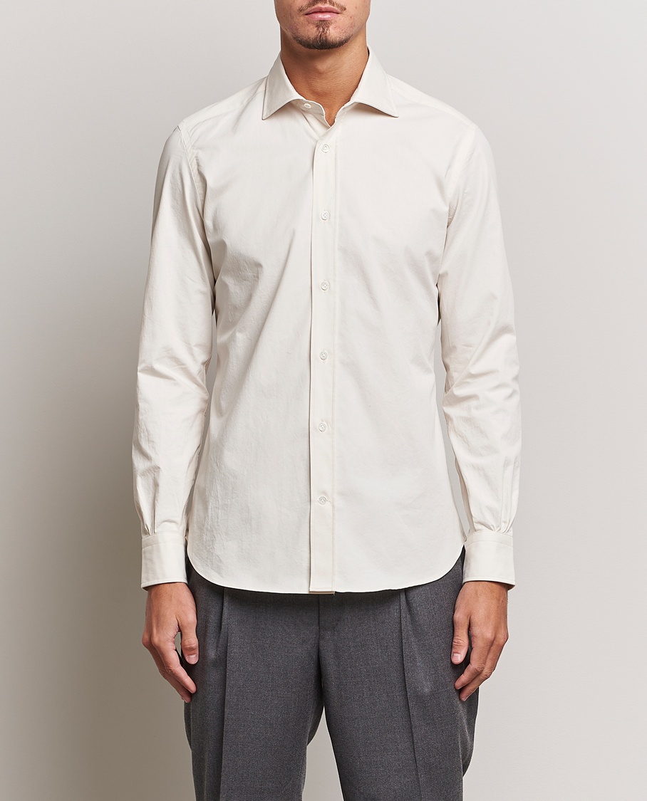 Mies | Rennot paidat | Mazzarelli | Soft Twill Cotton Shirt White