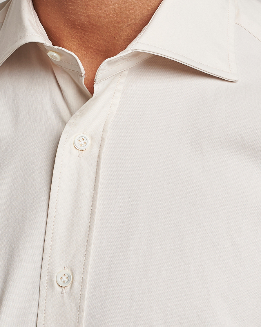 Mies | Kauluspaidat | Mazzarelli | Soft Twill Cotton Shirt White