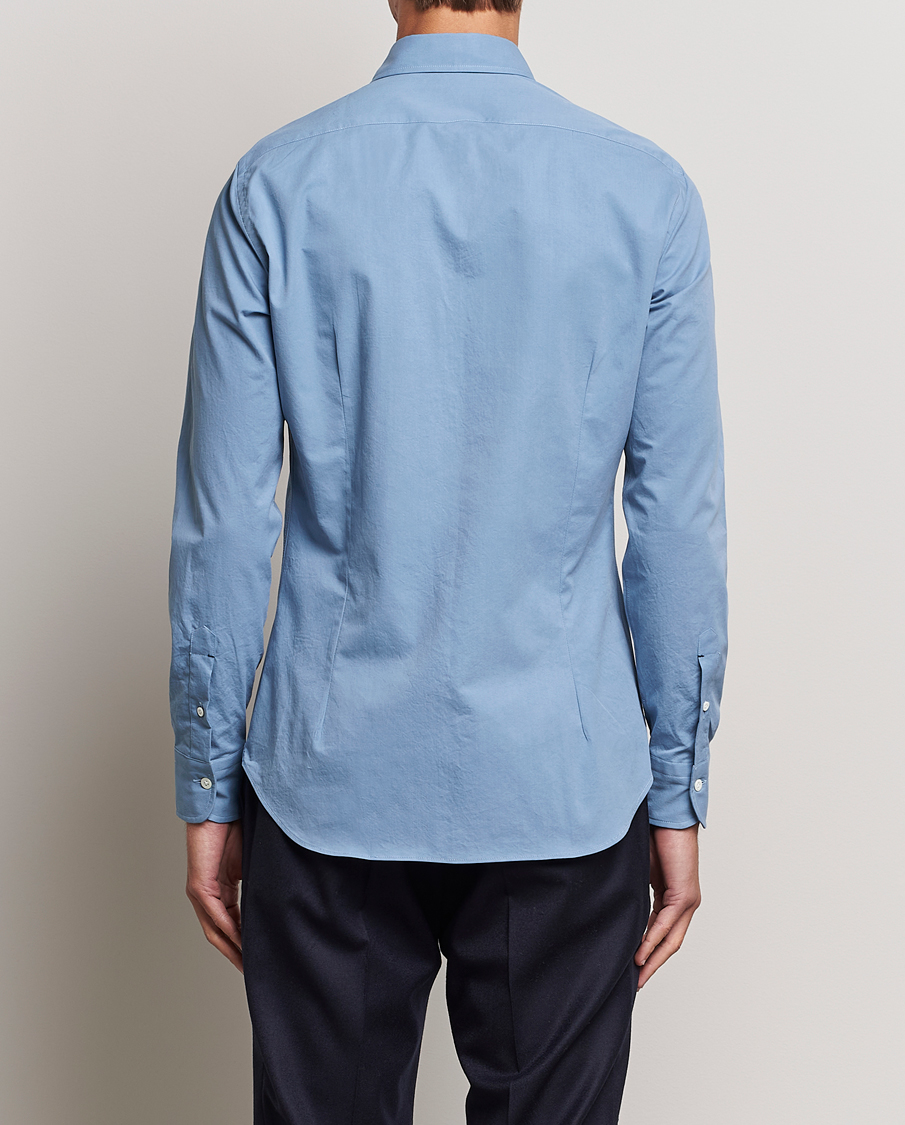 Mies | Kauluspaidat | Mazzarelli | Soft Twill Cotton Shirt Light Blue