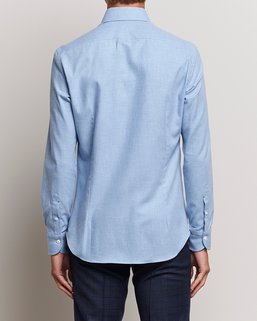 Mies | Kauluspaidat | Mazzarelli | Soft Button Down Flannel Shirt Light Blue