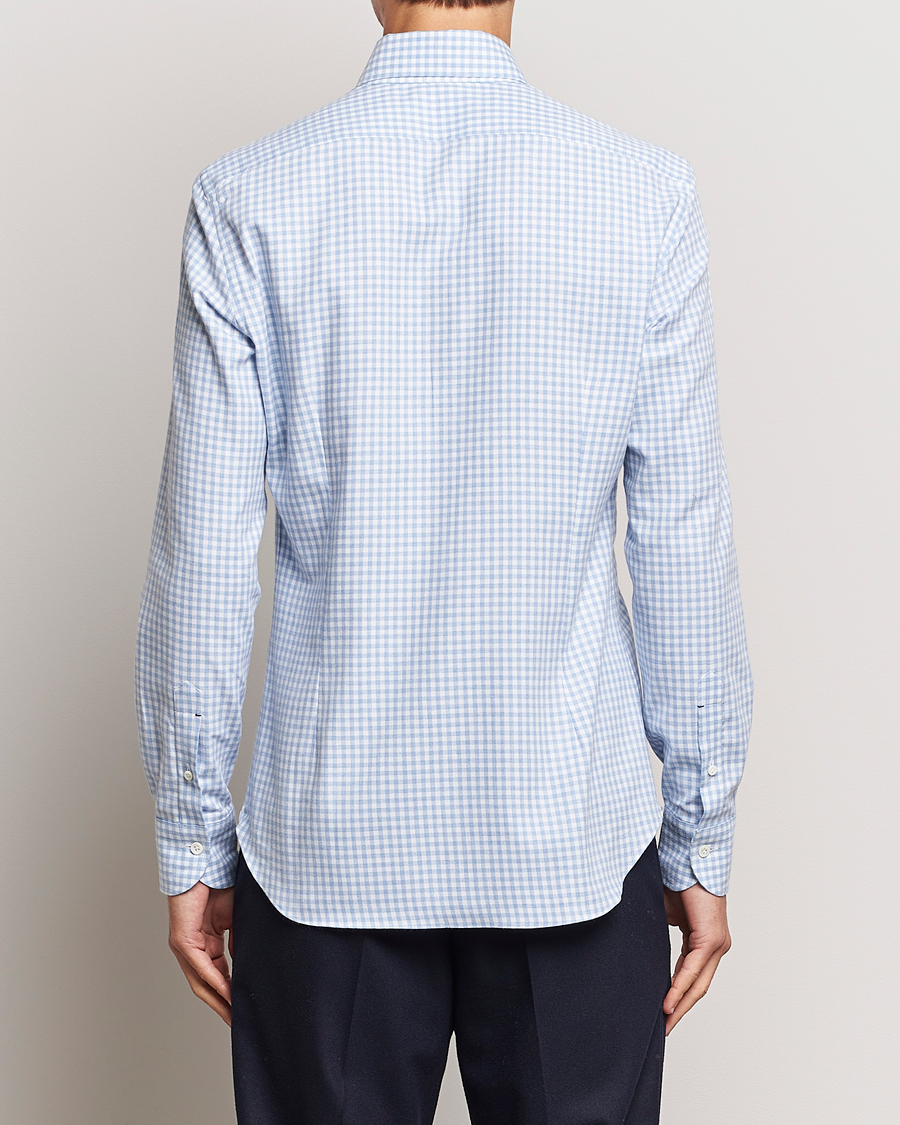 Mies | Kauluspaidat | Mazzarelli | Soft Button Down Flannel Shirt Light Blue
