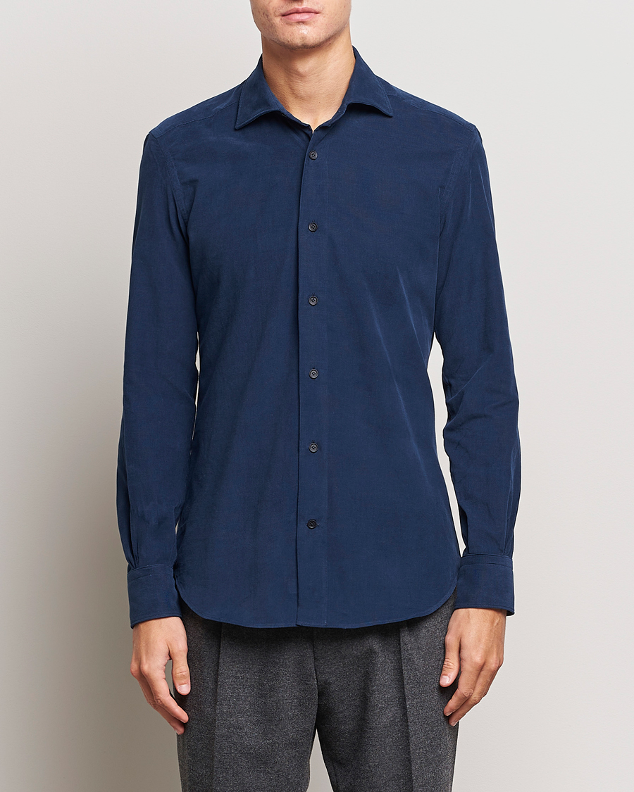 Mies | Kauluspaidat | Mazzarelli | Soft Corduroy Shirt Navy