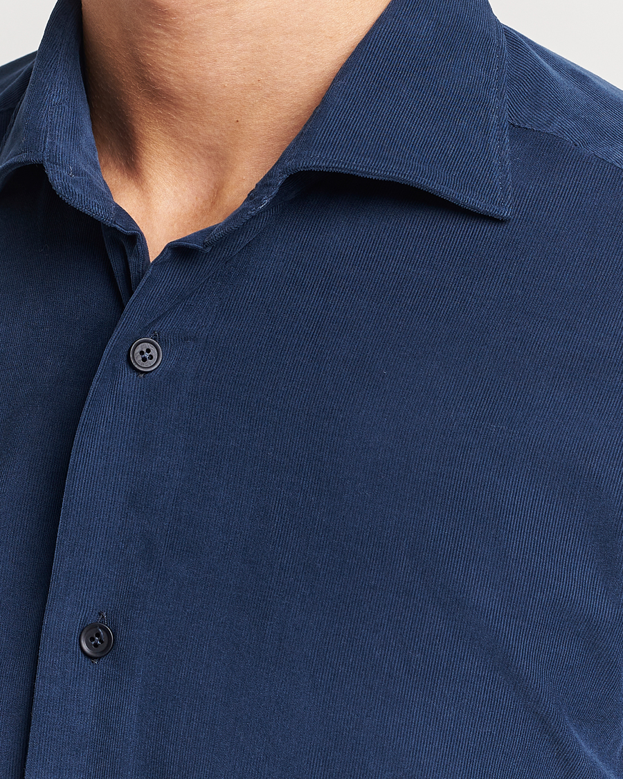 Mies | Kauluspaidat | Mazzarelli | Soft Corduroy Shirt Navy