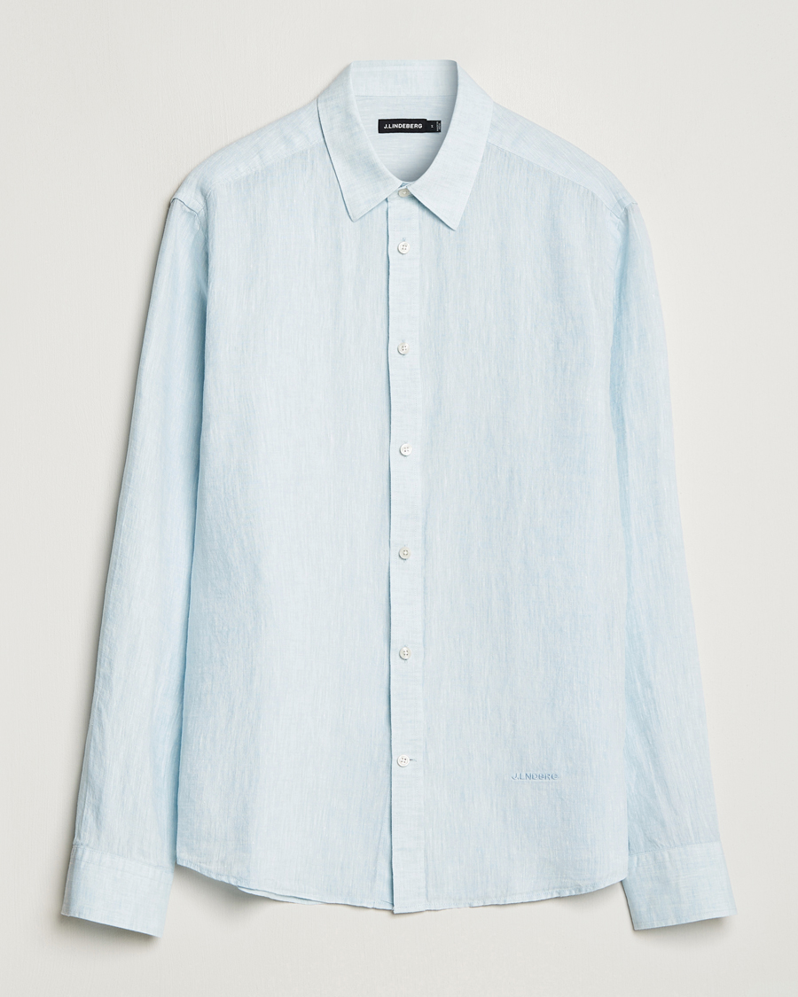 Mies | Kauluspaidat | J.Lindeberg | Reg Fit Linen Melange Shirt Dream Blue