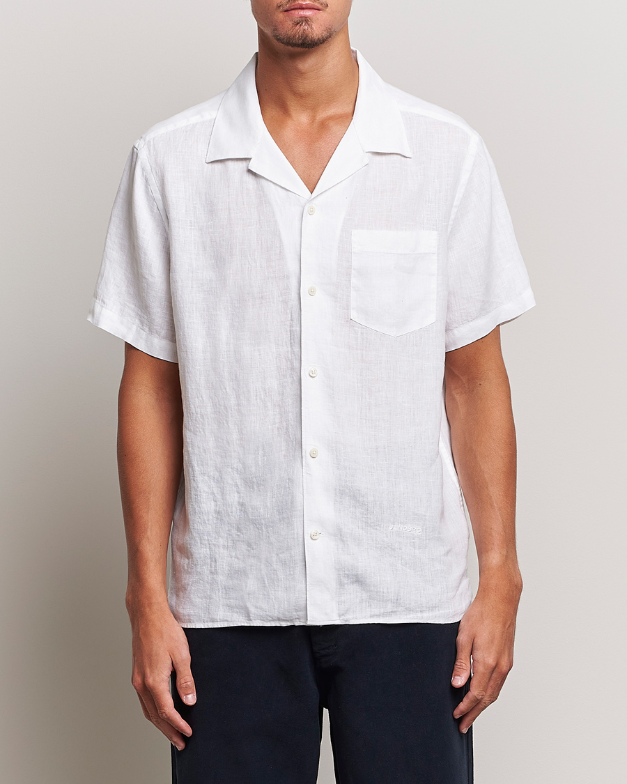 Mies |  | J.Lindeberg | Reg Fit Linen Melange Short Sleeve Shirt White