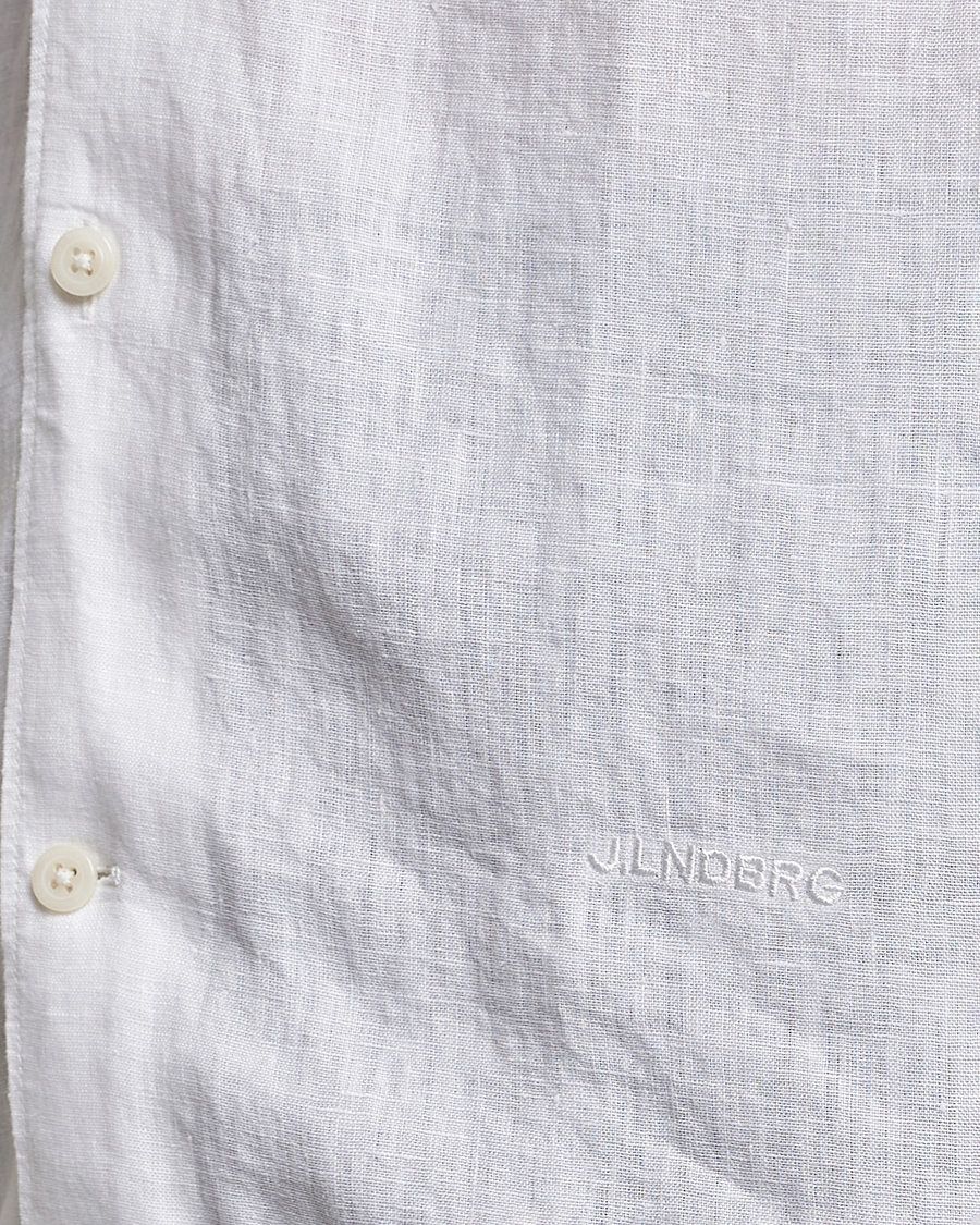 Mies | Kauluspaidat | J.Lindeberg | Reg Fit Linen Melange Short Sleeve Shirt White