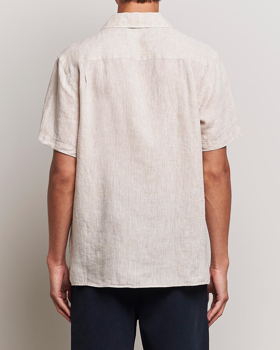 Mies | Kauluspaidat | J.Lindeberg | Reg Fit Linen Melange Short Sleeve Shirt Safari Beige
