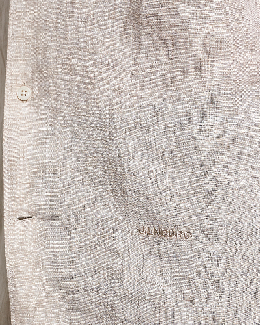 Mies | Kauluspaidat | J.Lindeberg | Reg Fit Linen Melange Short Sleeve Shirt Safari Beige