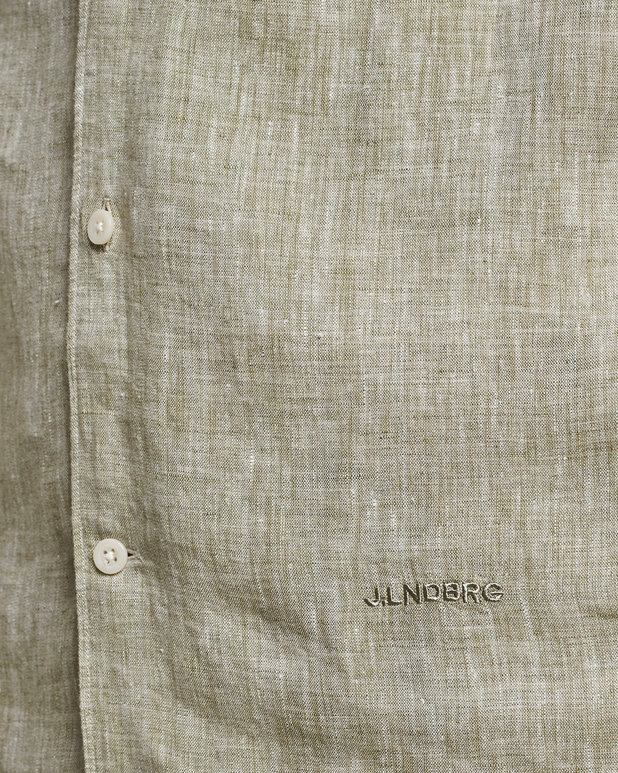 Mies | Kauluspaidat | J.Lindeberg | Reg Fit Linen Melange Short Sleeve Shirt Aloe