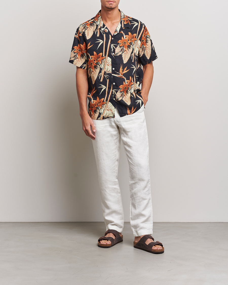 Mies | Kauluspaidat | J.Lindeberg | Elio Tropical Print Short Sleeve Shirt Navy
