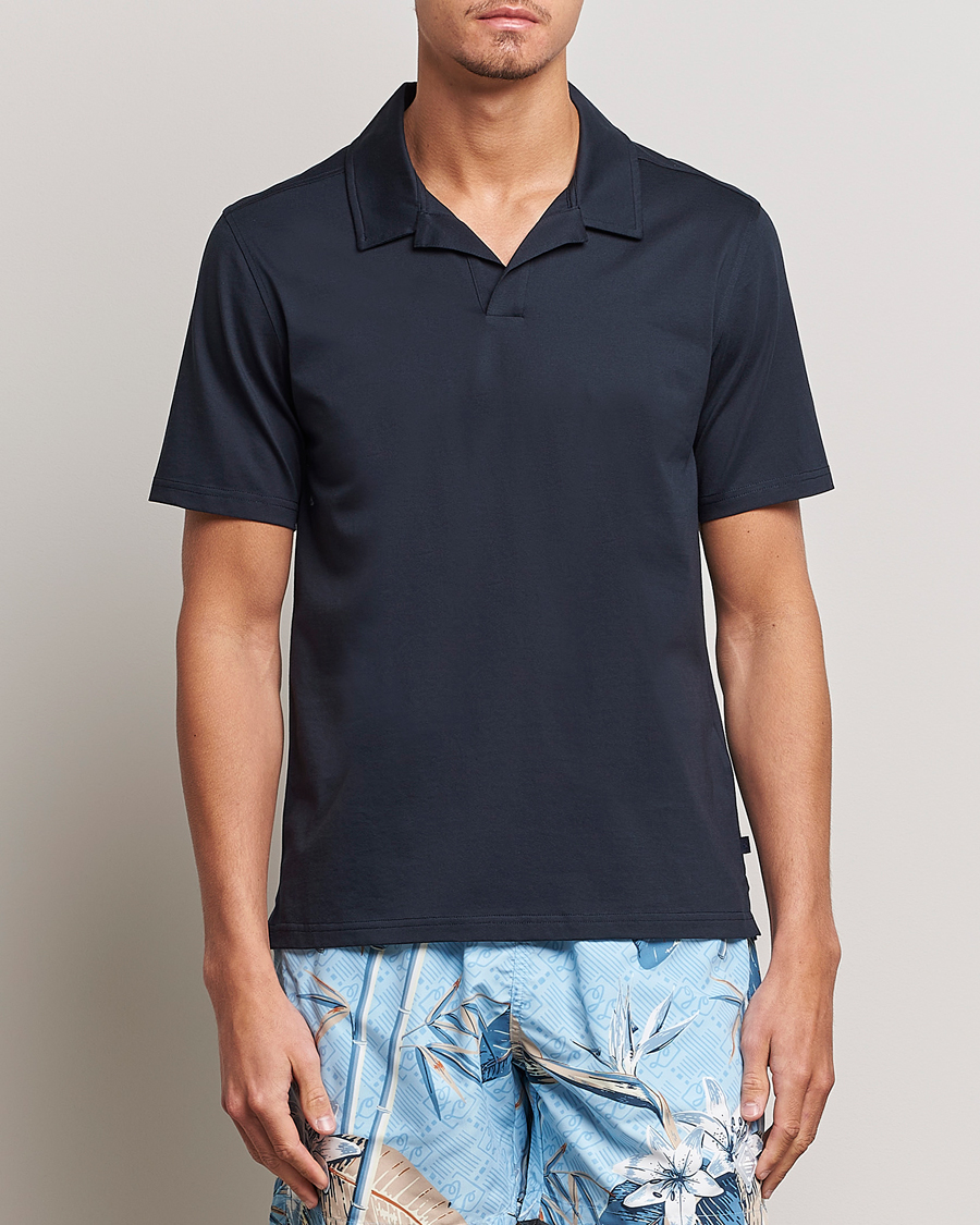 Mies |  | J.Lindeberg | Asher Open Collar Polo Shirt Navy