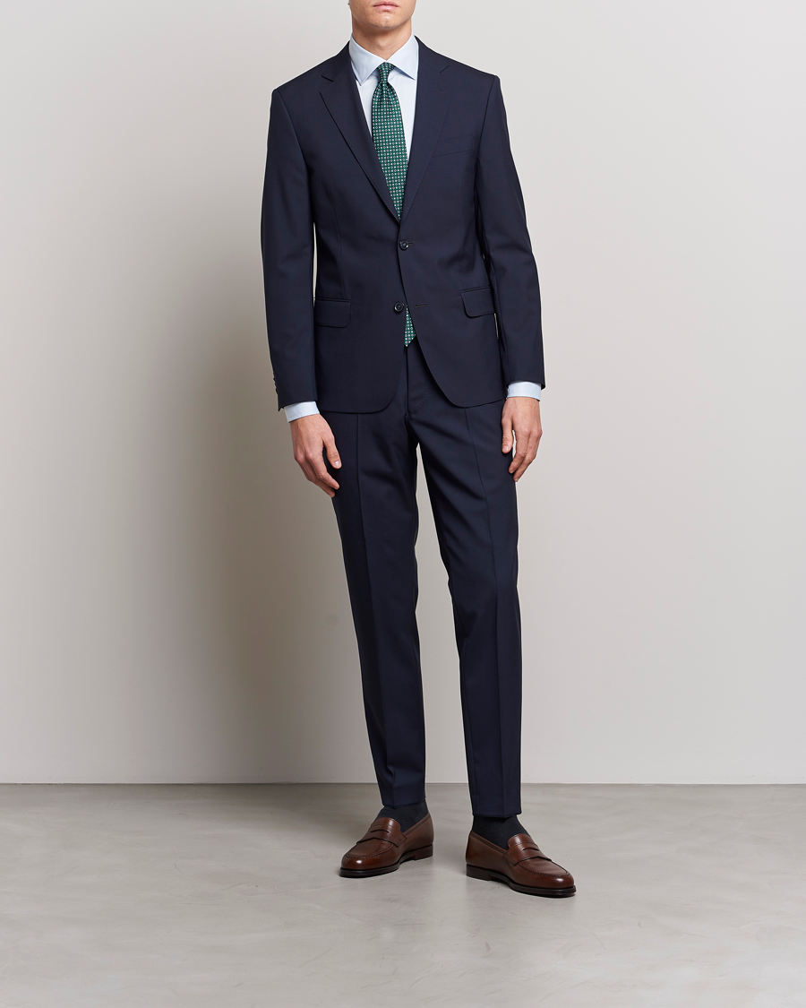 Mies | Housut | Oscar Jacobson | Denz Wool Trousers Blue