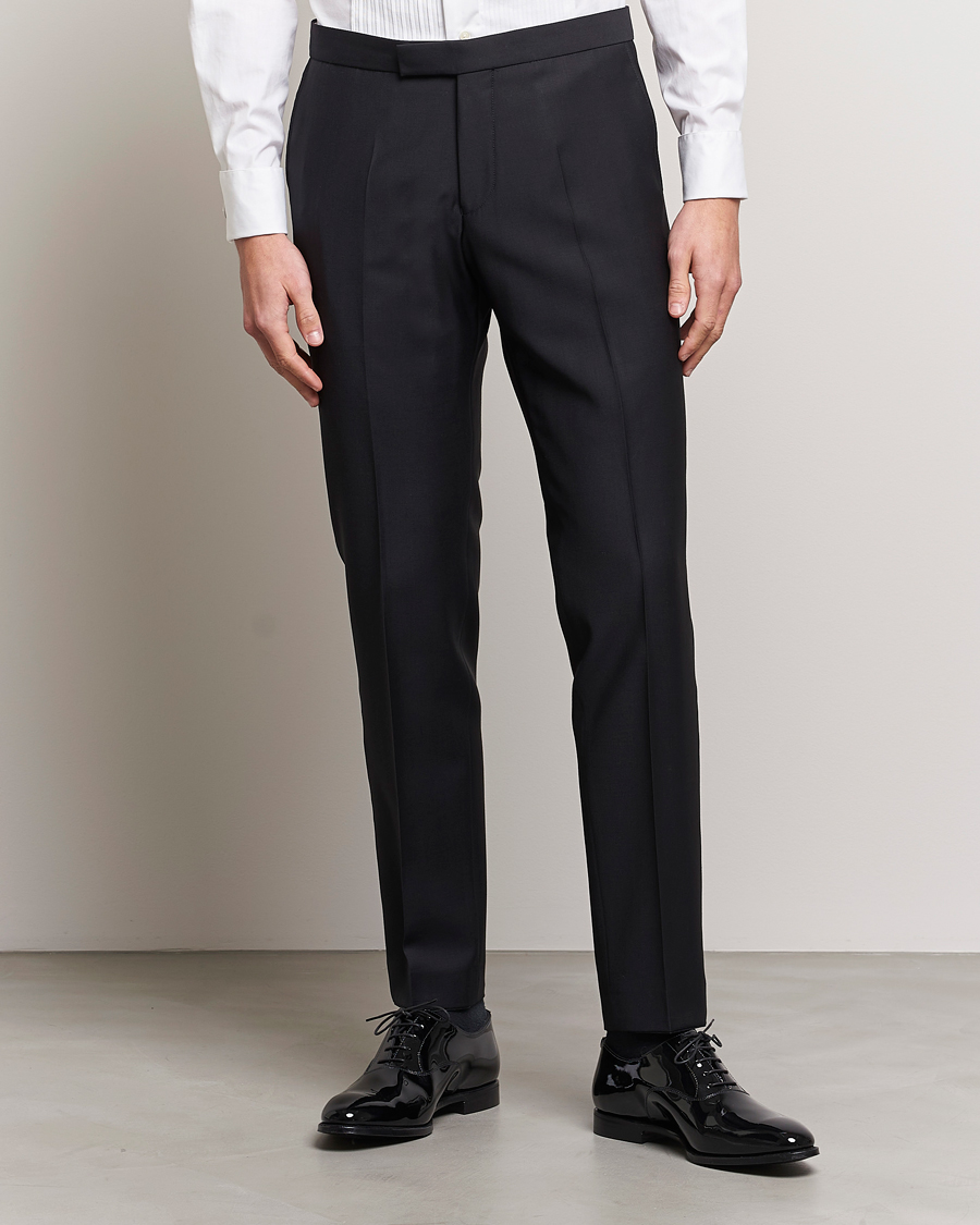 Mies | Smokkihousut | Oscar Jacobson | Devon Wool Tuxedo Trousers Black