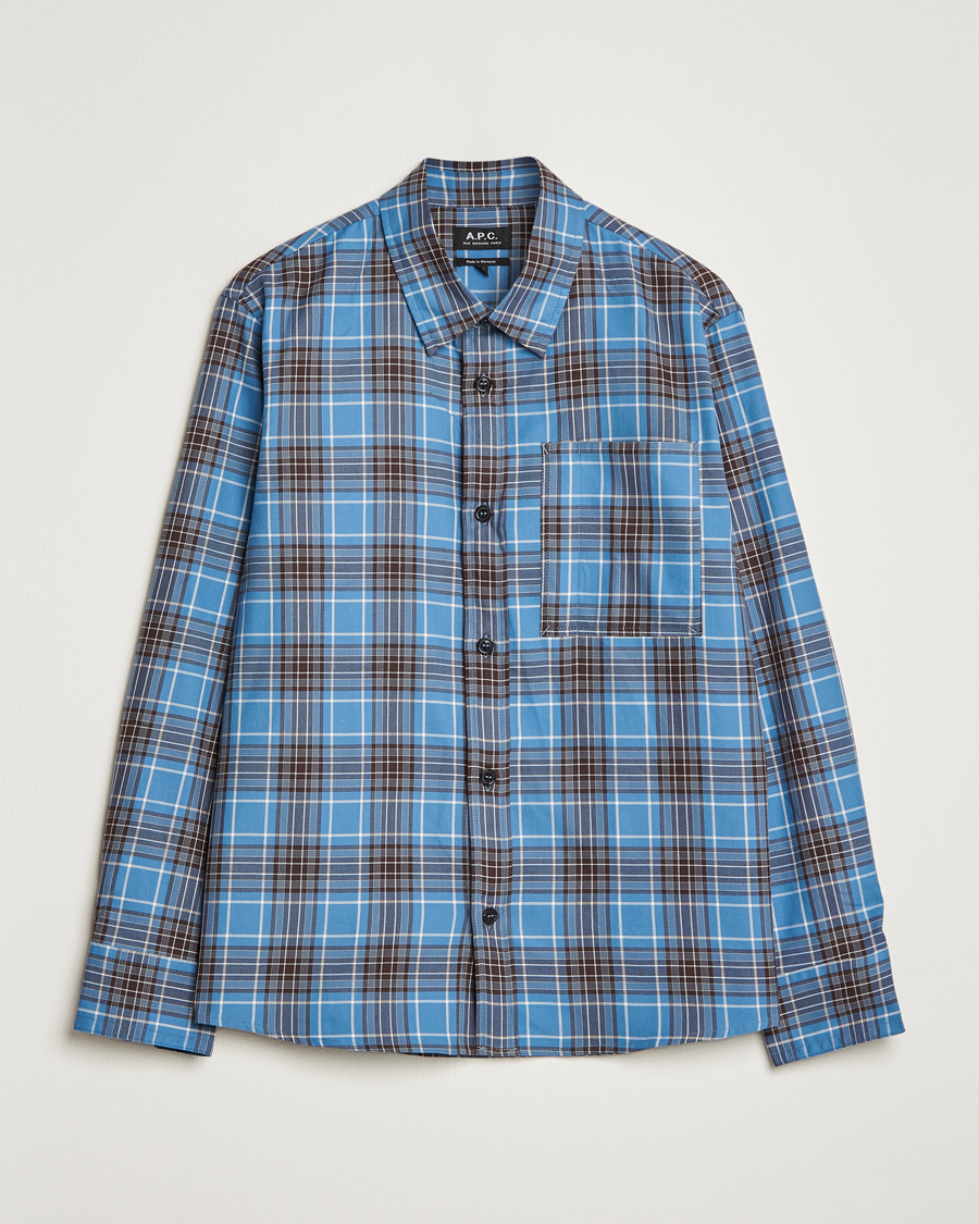 Mies |  | A.P.C. | Graham Checked Overshirt Clear Blue