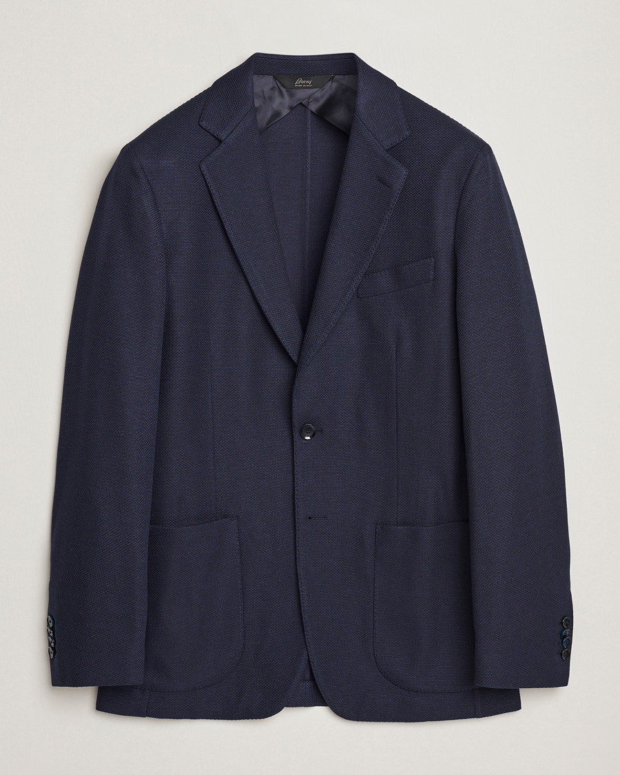 Mies | Pikkutakit | Brioni | Wool/Silk Jacquard Jersey Blazer Navy