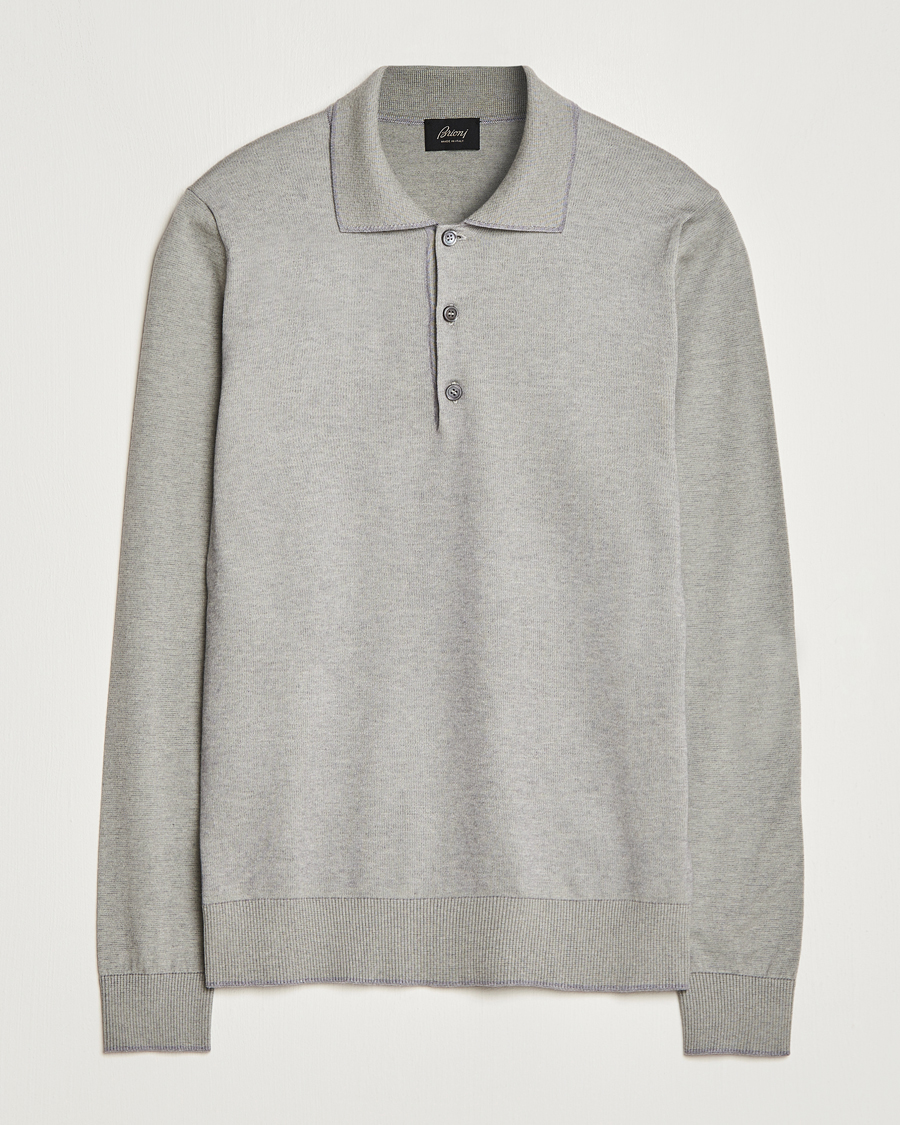 Mies | Puserot | Brioni | Cashmere Blend Long Sleeve Polo Sage