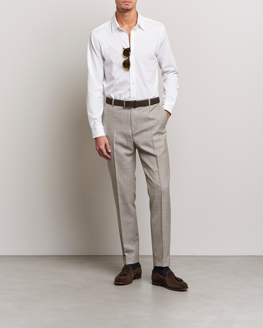 Mies | Kauluspaidat | Brioni | Soft Cotton Jersey Shirt White