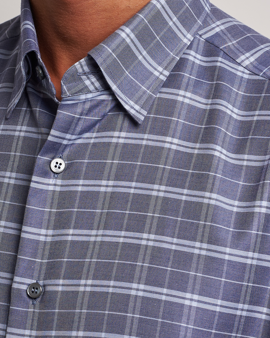 Mies | Kauluspaidat | Brioni | Slim Fit Check Flannel Shirt Dark Blue