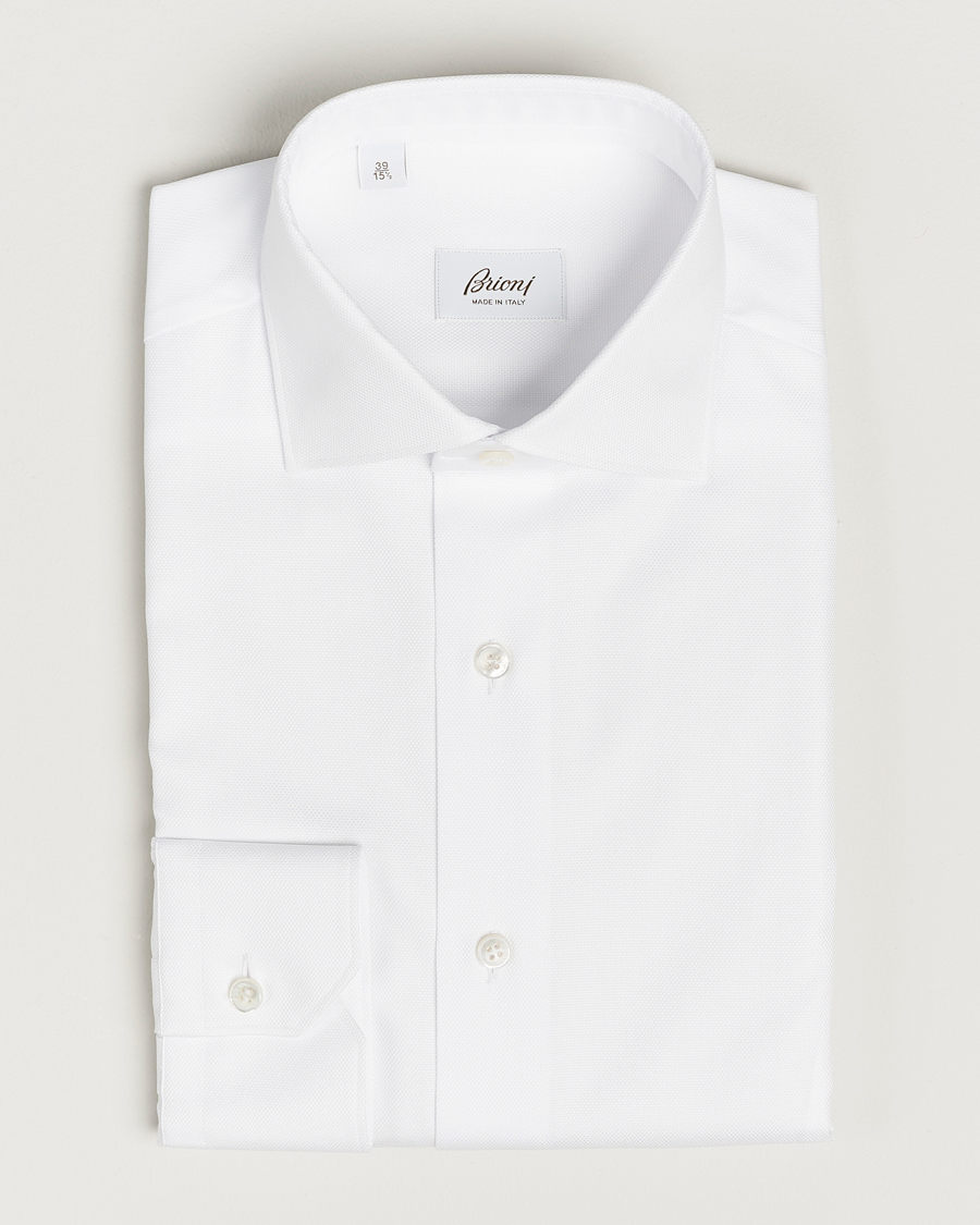 Mies | Bisnespaidat | Brioni | Slim Fit Royal Oxford Dress Shirt White