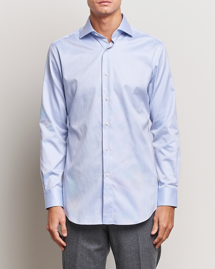 Mies | Quiet Luxury | Brioni | Slim Fit Royal Oxford Dress Shirt Light Blue