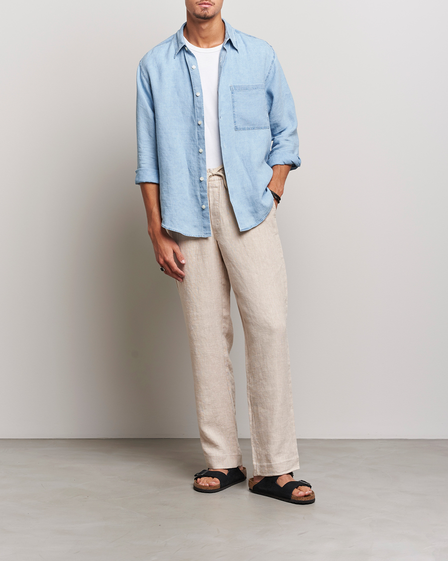 Mies | Kauluspaidat | NN07 | Quinn Linen Shirt Light Indigo