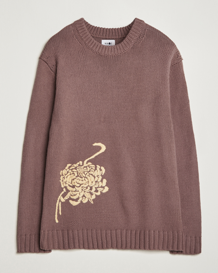 Mies | NN07 | NN07 | Jasper Knitted Cotton Sweatshirt Purple Brown