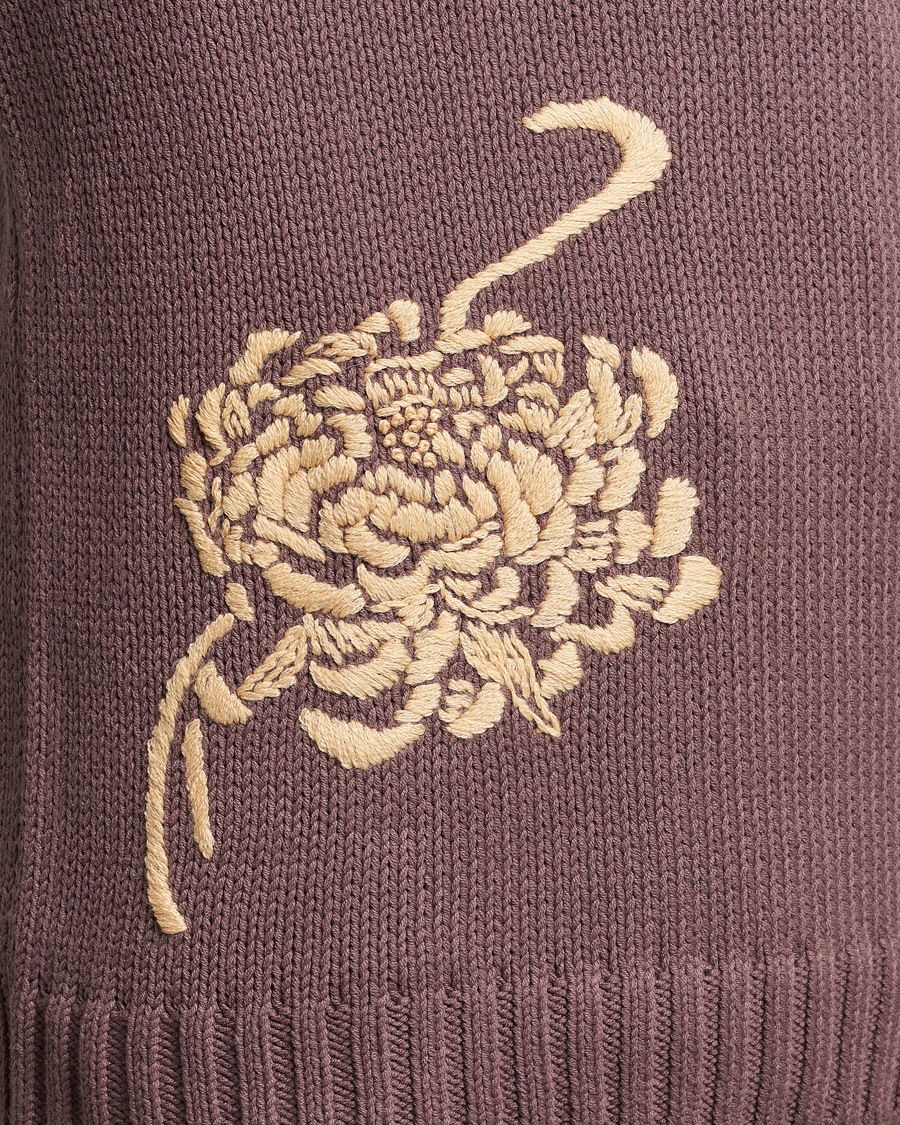 Mies | Puserot | NN07 | Jasper Knitted Cotton Sweatshirt Purple Brown