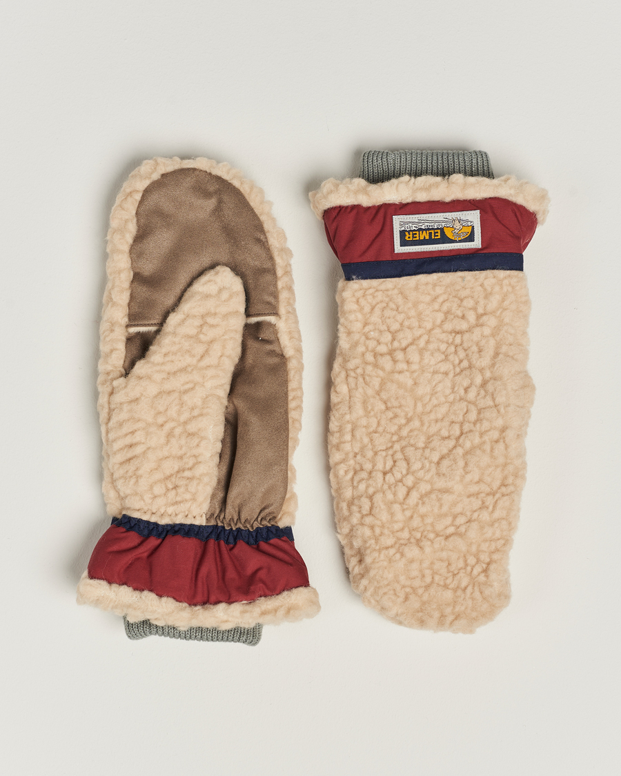 Mies | Elmer by Swany Miyo Wool Teddy Mittens Beige/Wine | Elmer by Swany | Miyo Wool Teddy Mittens Beige/Wine