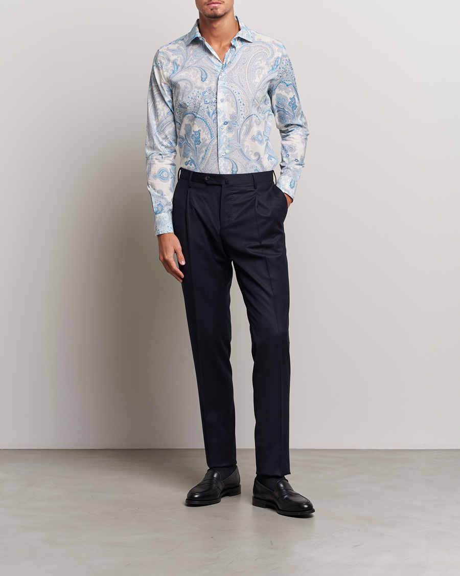 Mies | Kauluspaidat | Etro | Slim Fit Paisley Shirt Azzurro