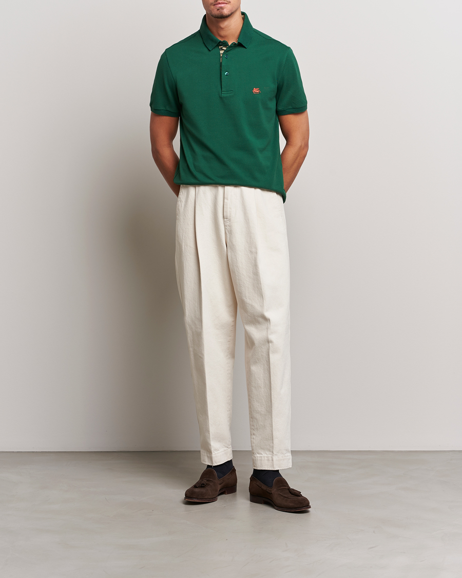 Mies | Pikeet | Etro | Short Sleeve Contrast Polo Dark Green