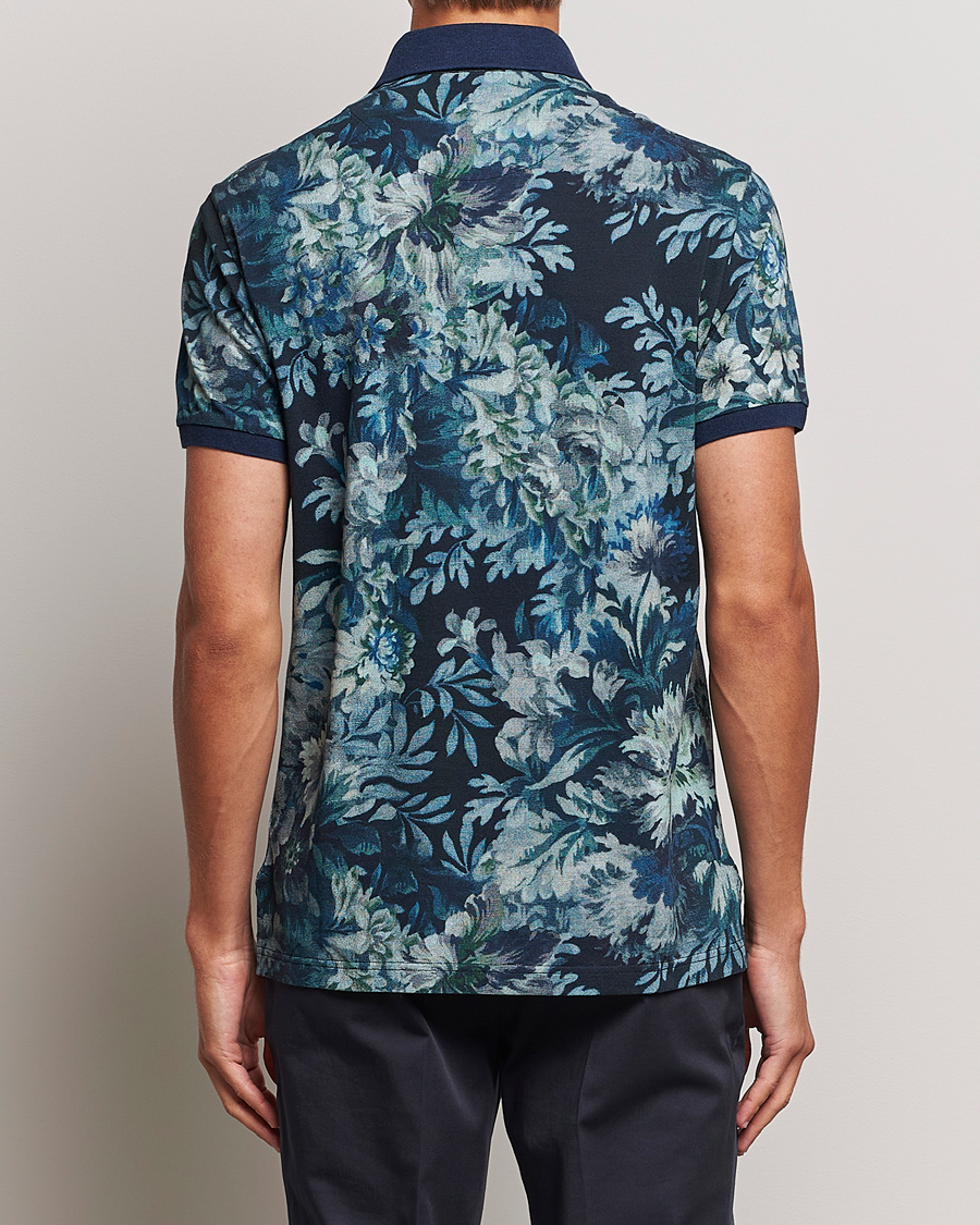 Mies | Pikeet | Etro | Short Sleeve Printed Polo Dark Blue