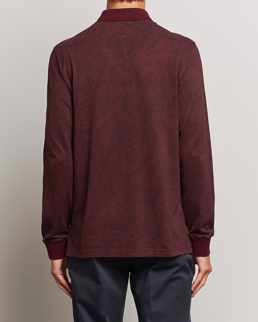 Mies | Puserot | Etro | Tonal Paisley Long Sleeve Polo Burgundy