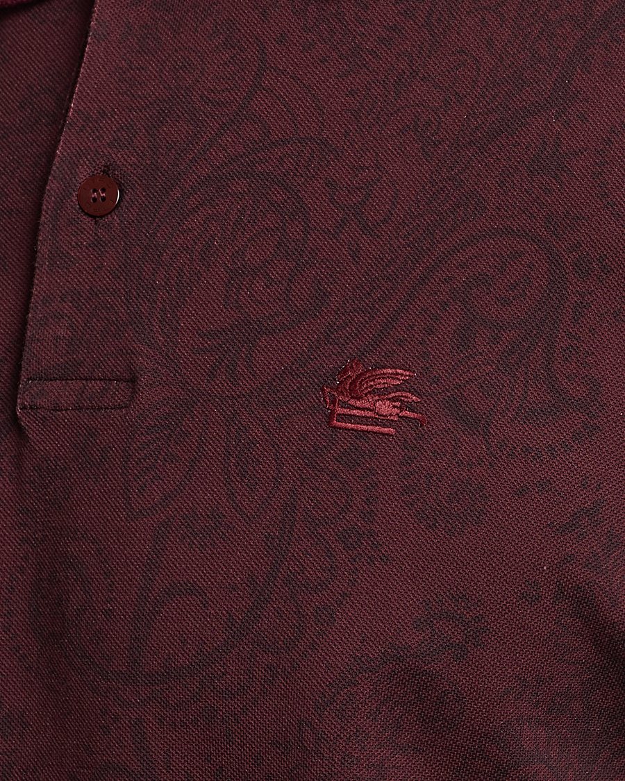 Mies | Puserot | Etro | Tonal Paisley Long Sleeve Polo Burgundy
