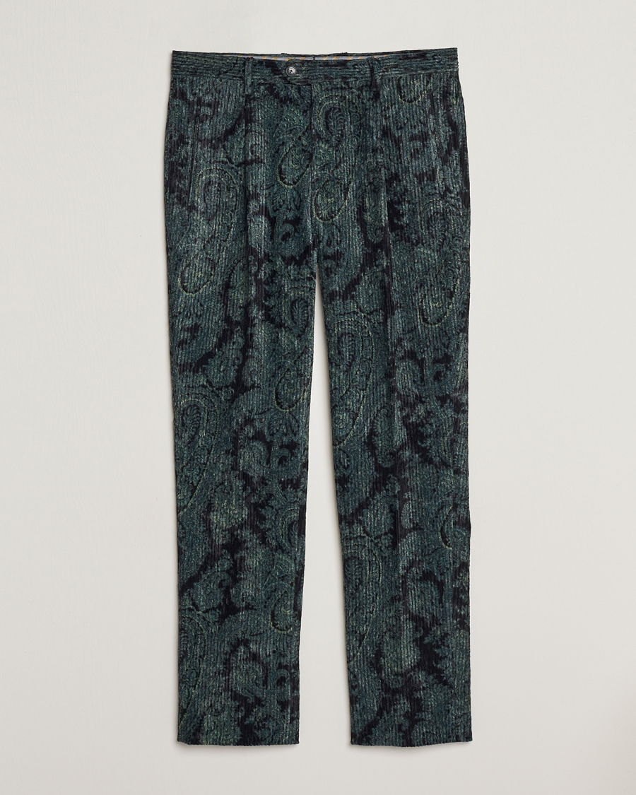 Mies | Housut | Etro | Tailored Paisley Corduroy Trousers Dark Blue