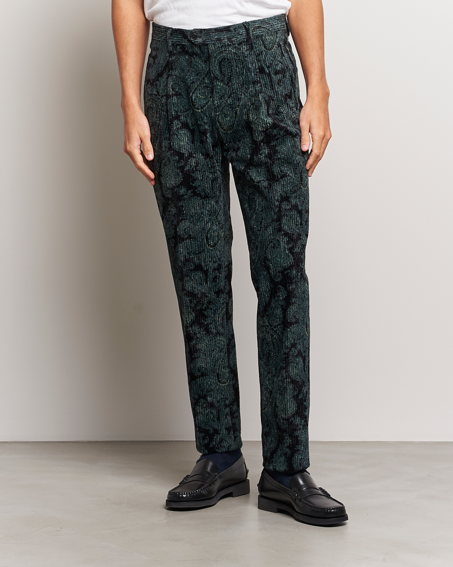 Mies | Housut | Etro | Tailored Paisley Corduroy Trousers Dark Blue