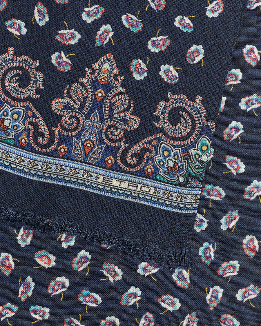 Mies | Etro Printed Wool/Silk Scarf Navy | Etro | Printed Wool/Silk Scarf Navy