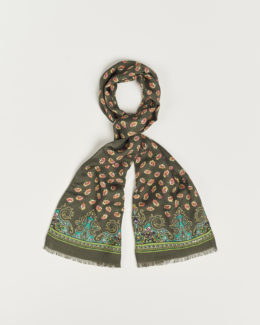 Mies | Etro Printed Wool/Silk Scarf Green | Etro | Printed Wool/Silk Scarf Green
