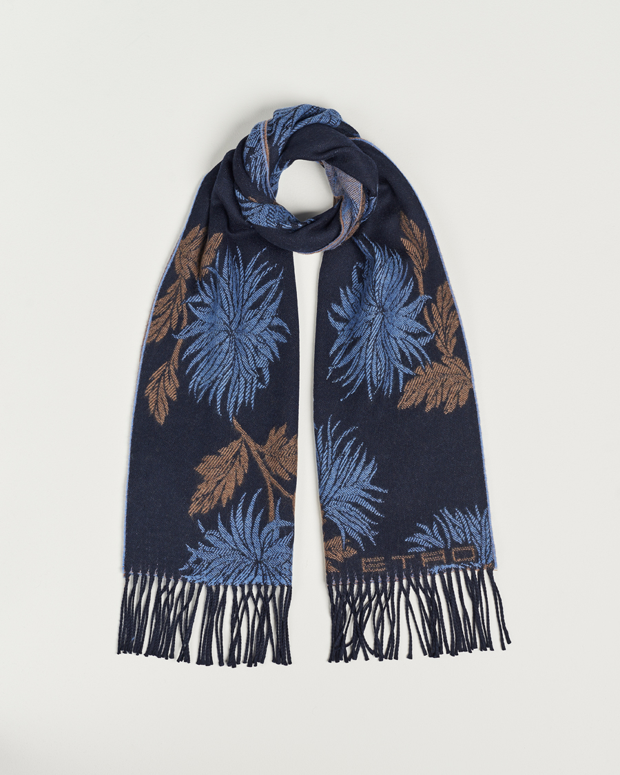 Mies | Etro Floral Wool Scarf Dark Blue | Etro | Floral Wool Scarf Dark Blue