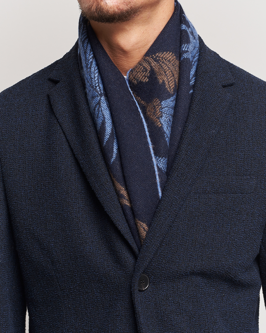 Mies | Kaulaliinat | Etro | Floral Wool Scarf Dark Blue
