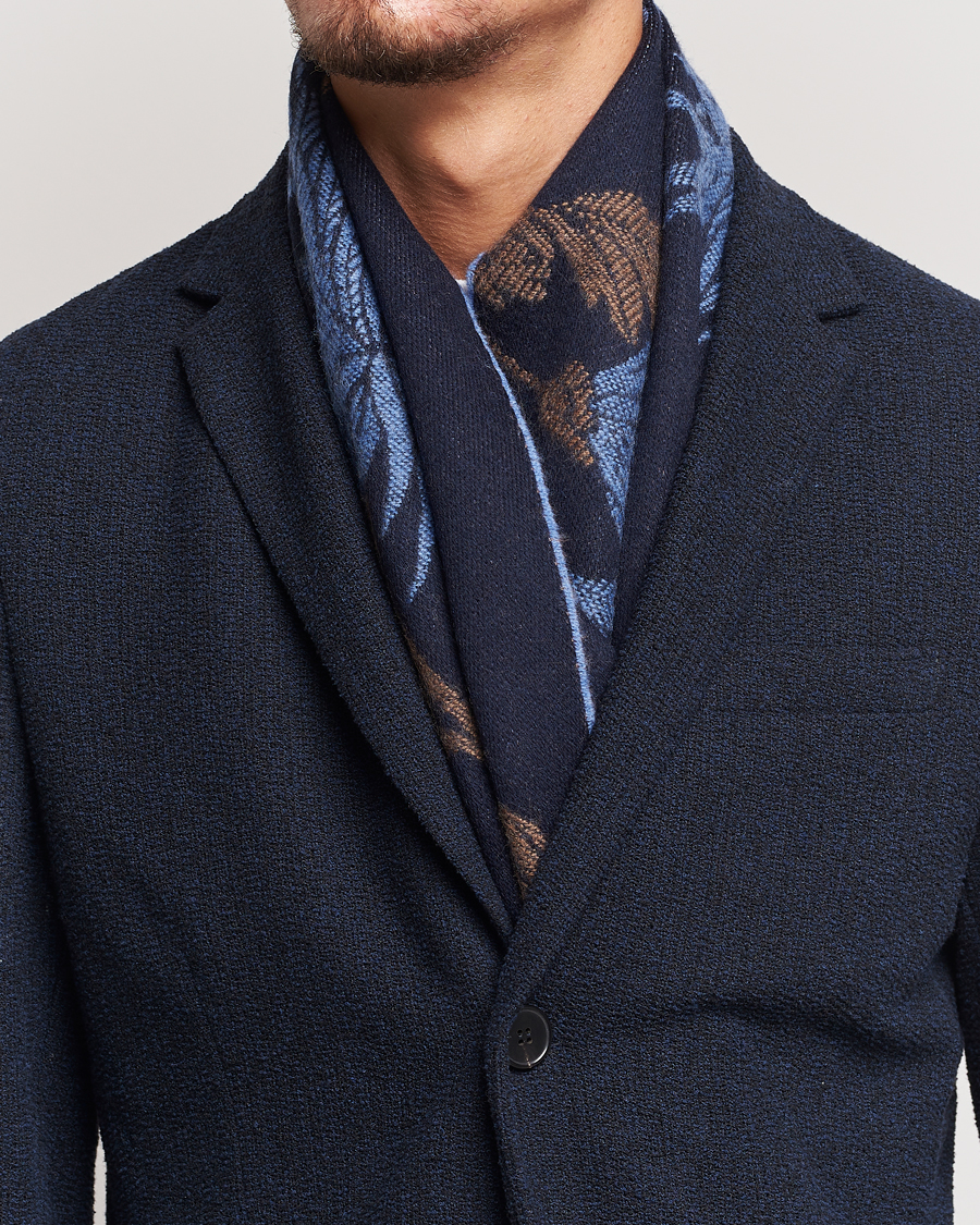 Mies | Etro Floral Wool Scarf Dark Blue | Etro | Floral Wool Scarf Dark Blue