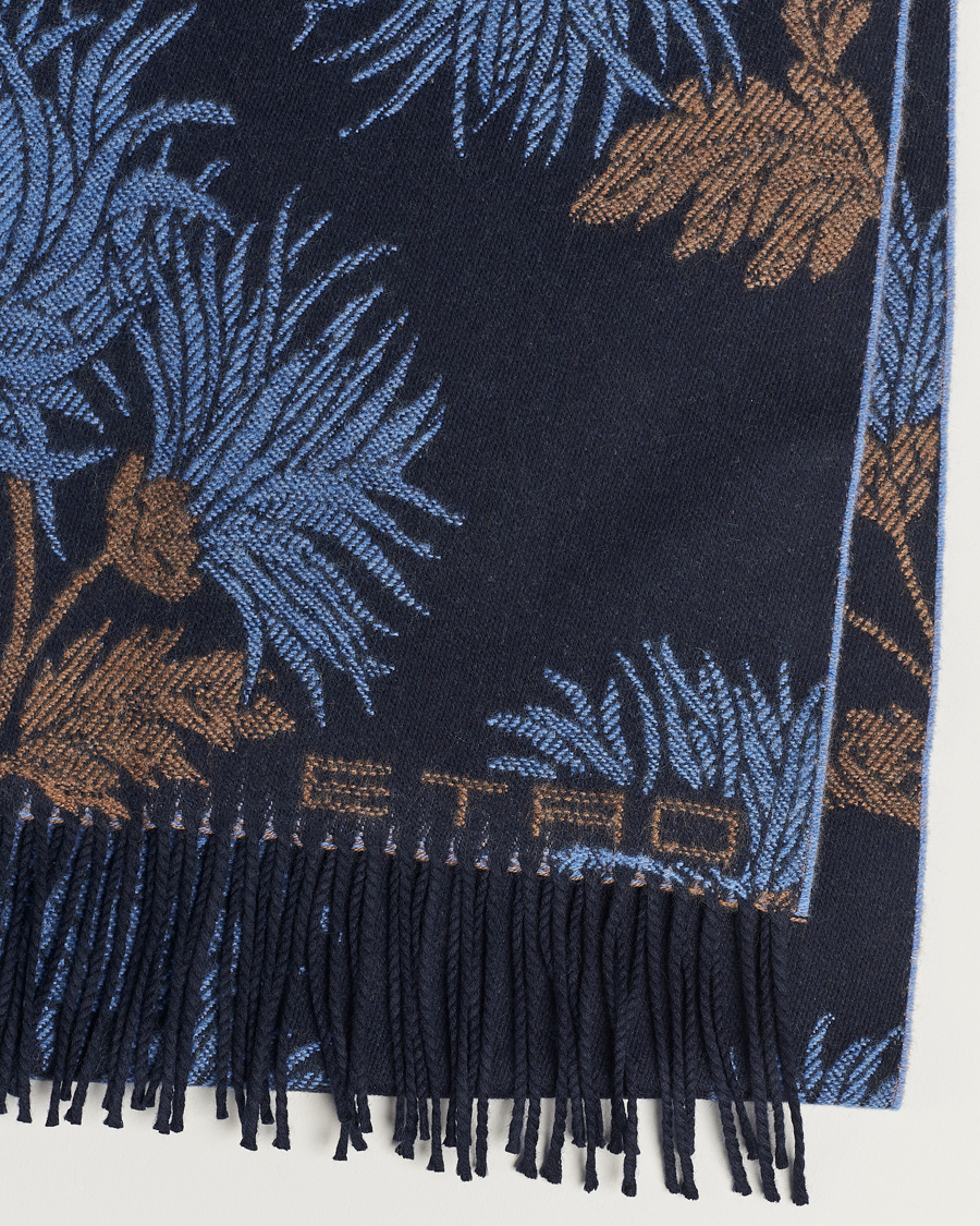 Mies | Etro Floral Wool Scarf Dark Blue | Etro | Floral Wool Scarf Dark Blue