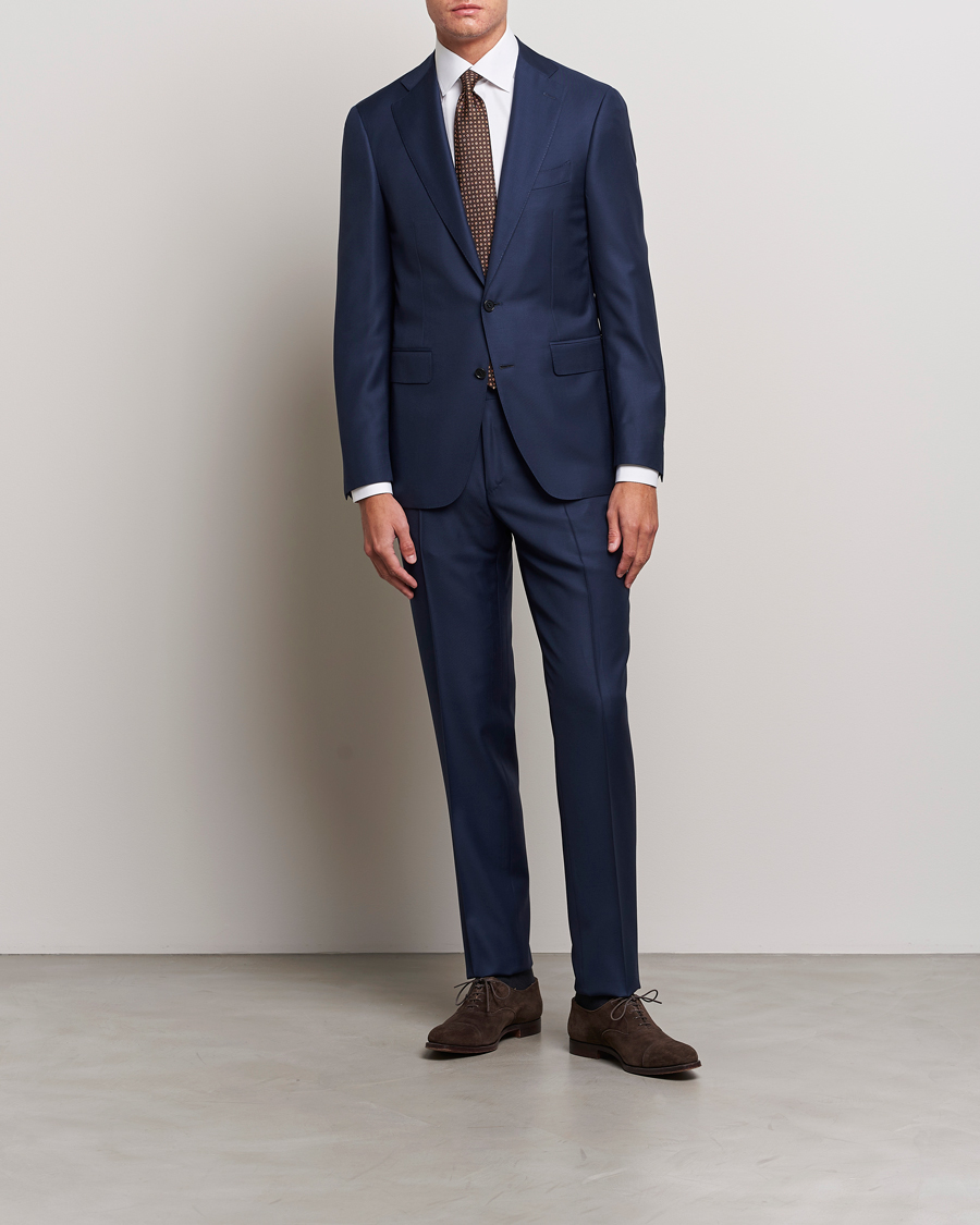 Mies | Puvut | Canali | Super 130s Wool Capri Suit Dark Blue