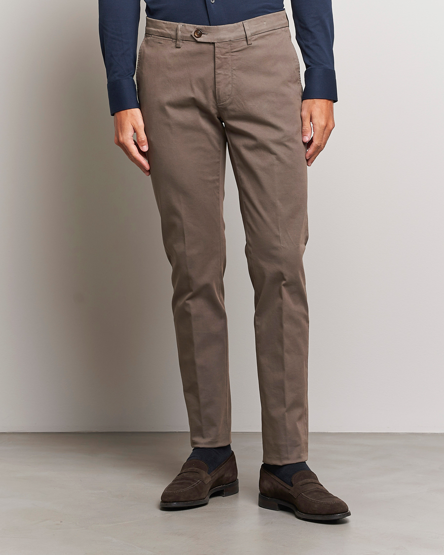 Mies | Quiet Luxury | Canali | Slim Fit Stretch Chinos Brown