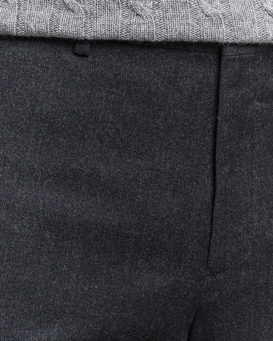 Mies | Housut | Canali | Slim Fit Washable Flannel Trousers Charcoal