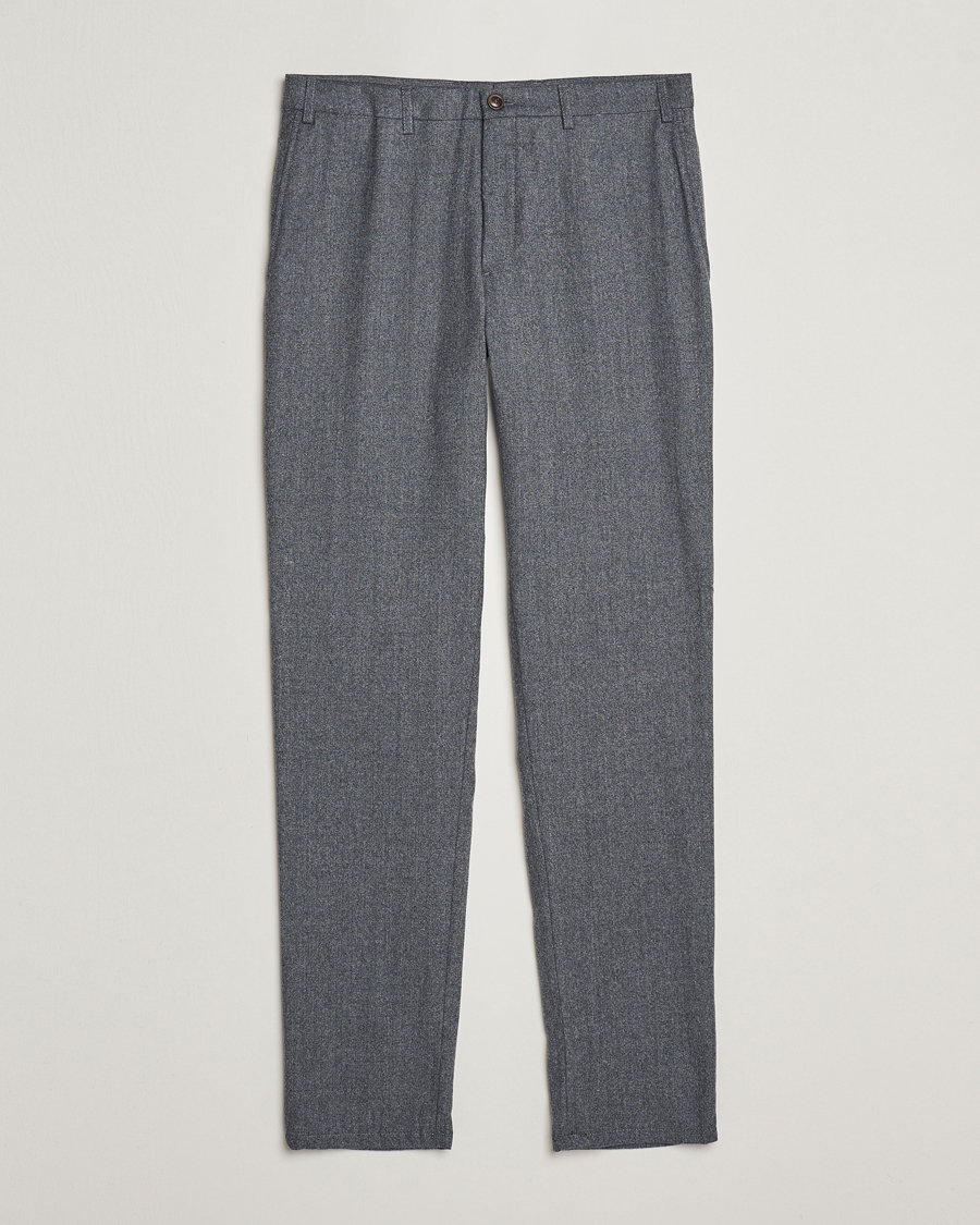 Mies | Flanellihousut | Canali | Slim Fit Flannel Trousers Grey Melange