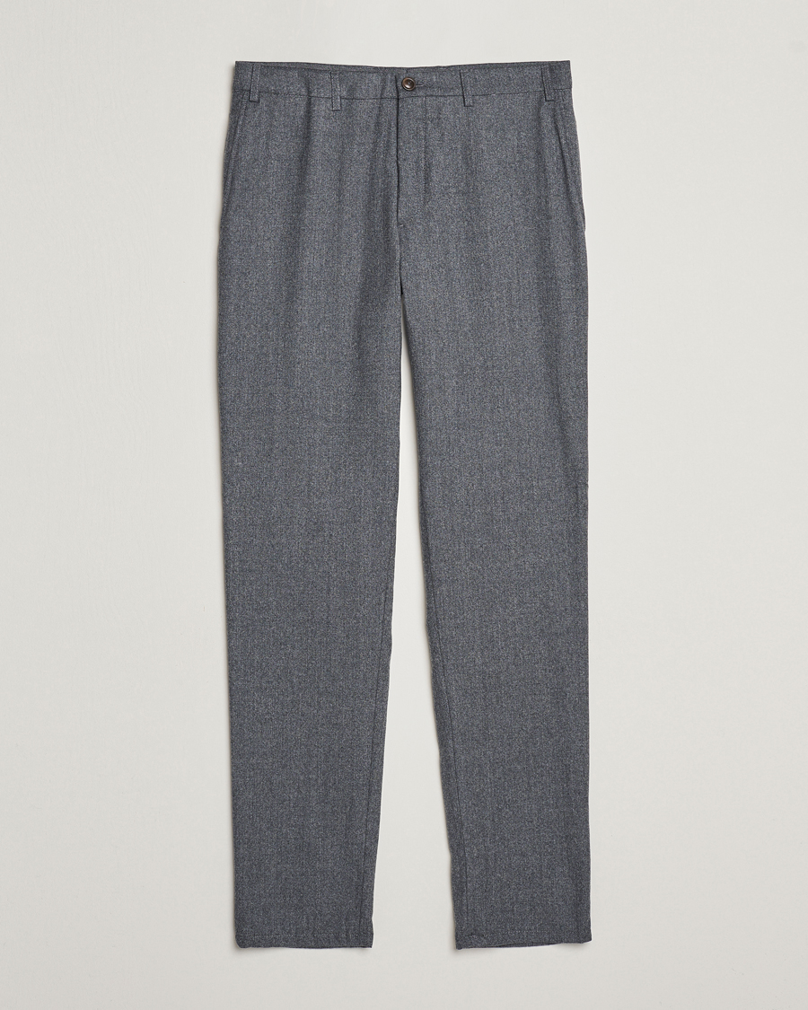Mies | Housut | Canali | Slim Fit Washable Flannel Trousers Grey Melange