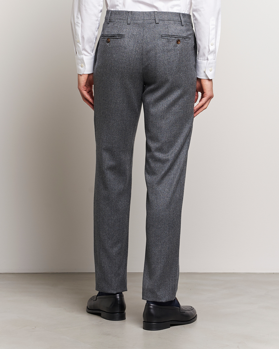 Mies | Housut | Canali | Slim Fit Washable Flannel Trousers Grey Melange
