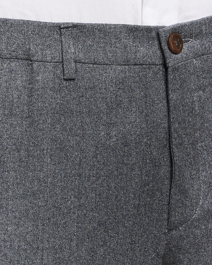 Mies | Housut | Canali | Slim Fit Washable Flannel Trousers Grey Melange